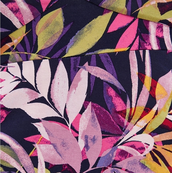 NWT-Multi Leaves Super Soft Smock Off Shoulder Top - Picture 2 of 6